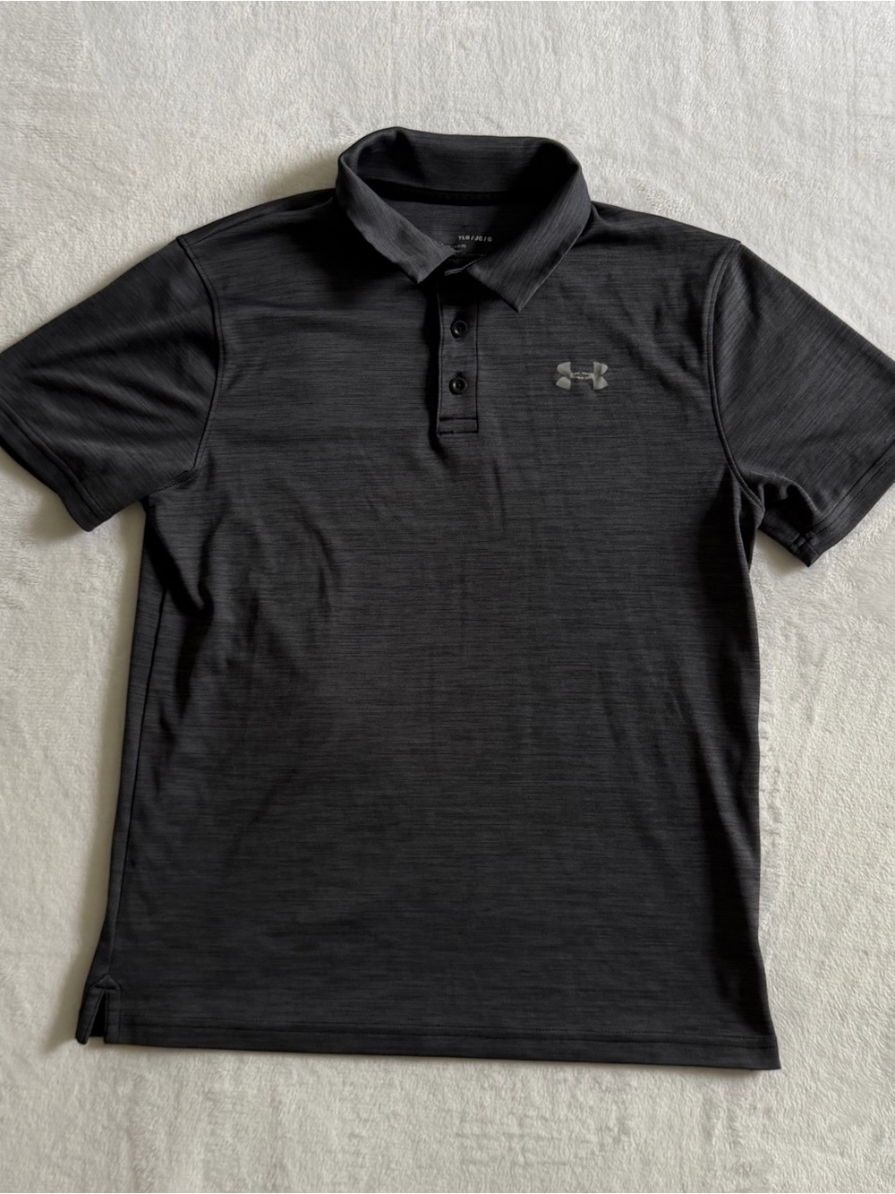 Under Armour Boy Black HeatGear Loose Fit Performance Polo Shirt Youth Large YLG